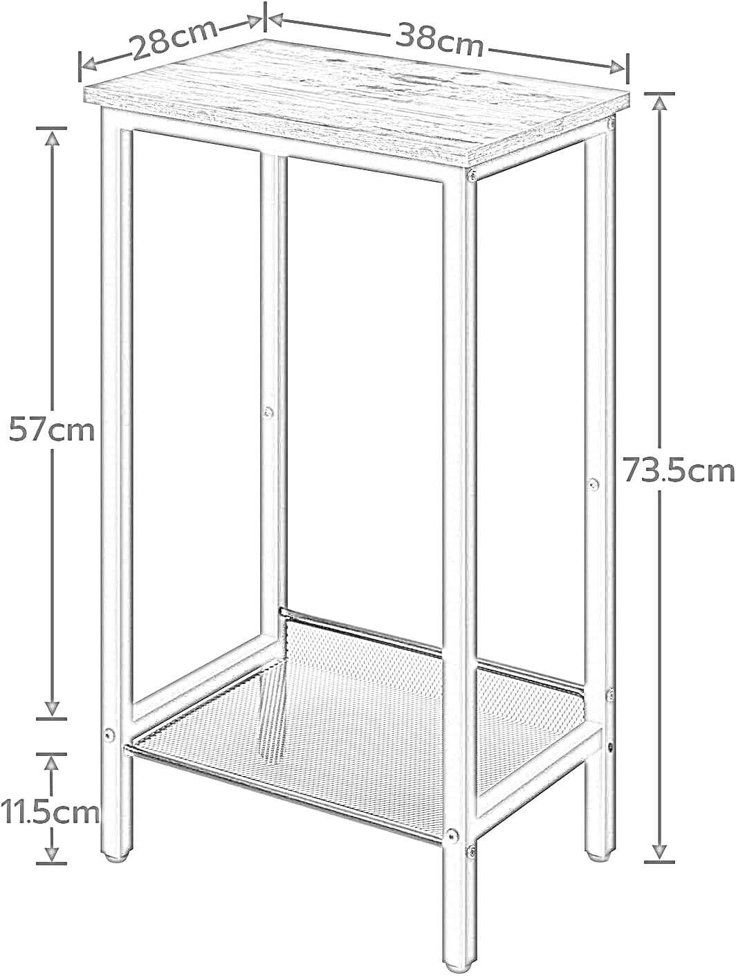 bedside table with adjustable mesh shelf - rafaelo mobilia