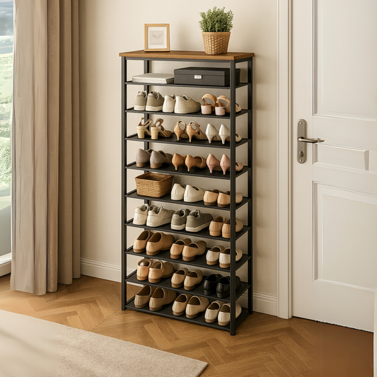 Rustic Industrial 10 Tier Shoe Rack - Shoe Storage