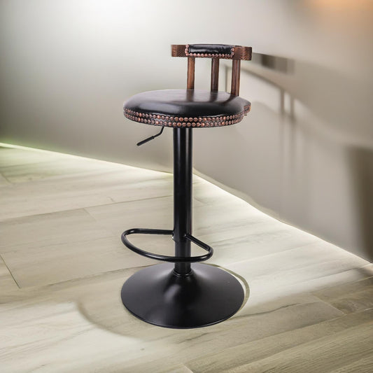 2PC Vintage Style Height Adjustable 360 Swivel Barstools Set Black
