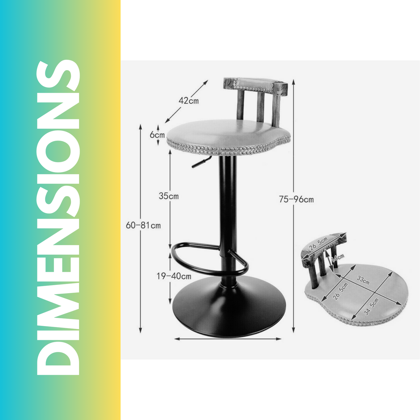 2pc vintage style height adjustable 360 swivel barstools set natural brown