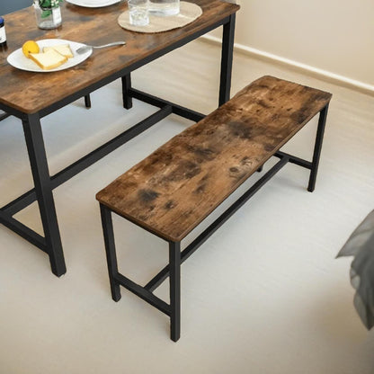 2PC Industrial Dining Benches Indoor Outdoor Rustic Brown
