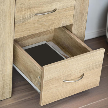 Bedside Table With 2 Drawers Natural Brown