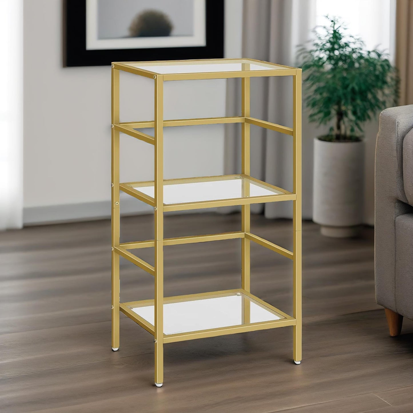 gold glass 3 tier side table