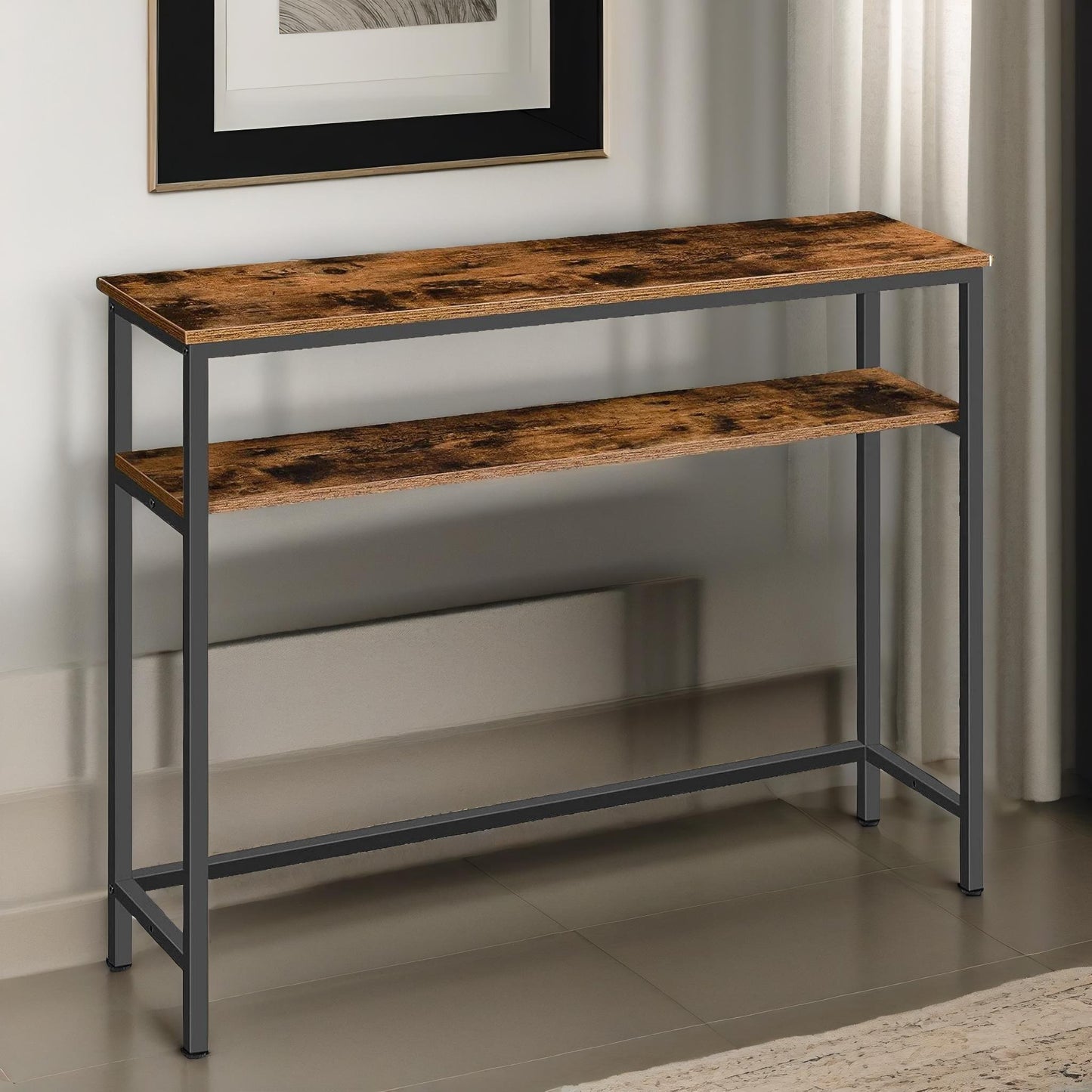 console table with 2 shelves