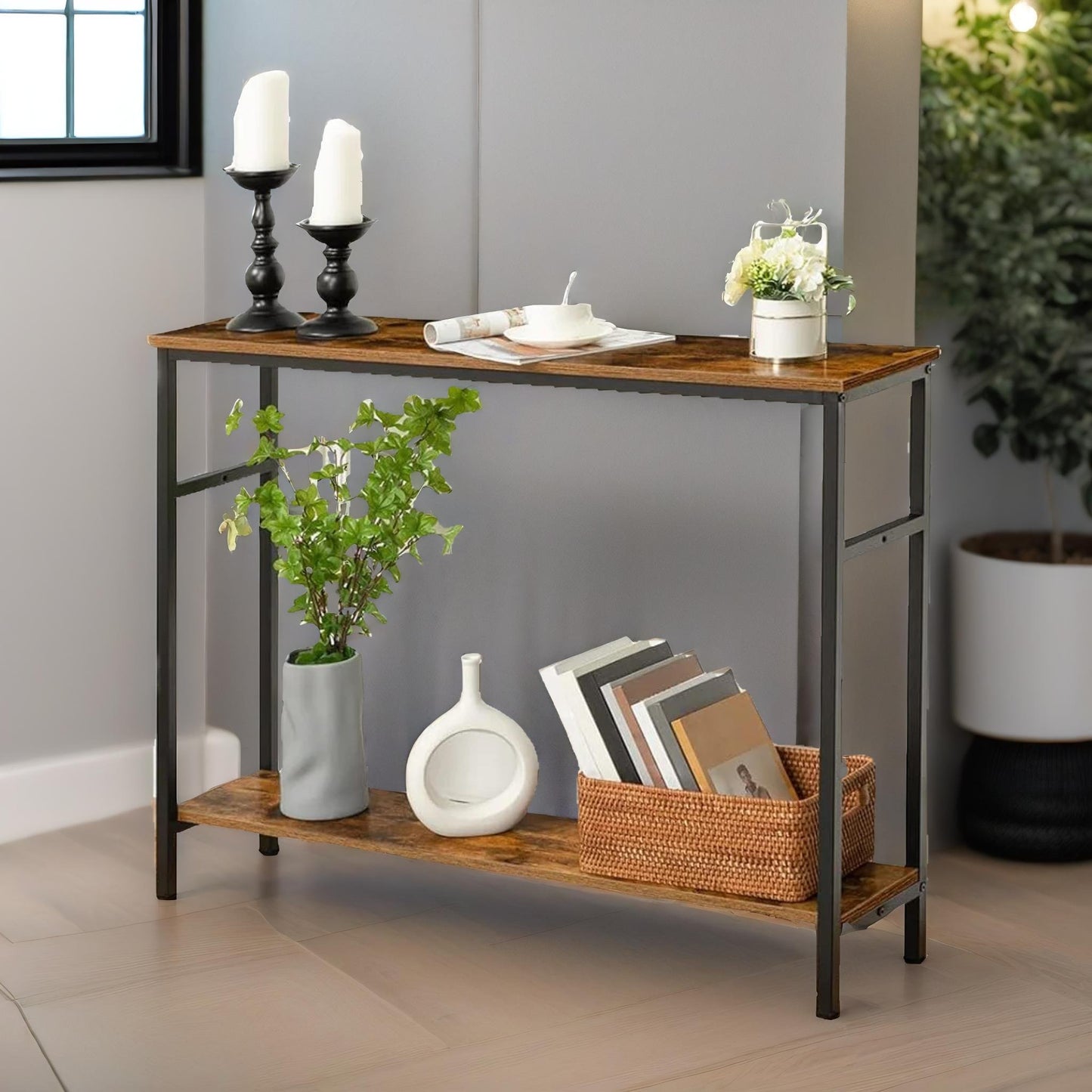 console table with 2 shelves