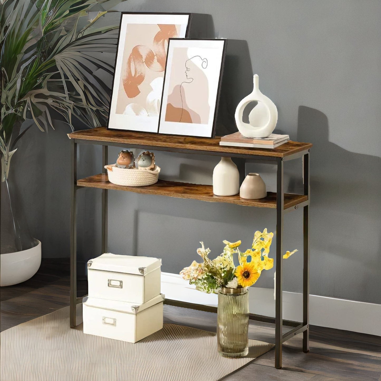 console table with 2 shelves