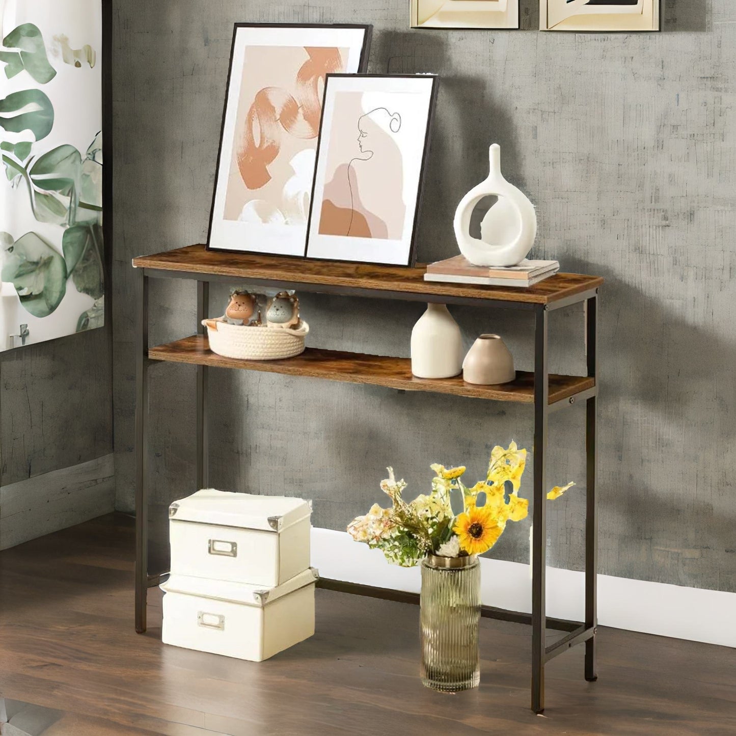 console table with 2 shelves