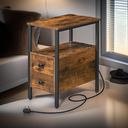 Bedside Table with Power Outlet & USB Ports