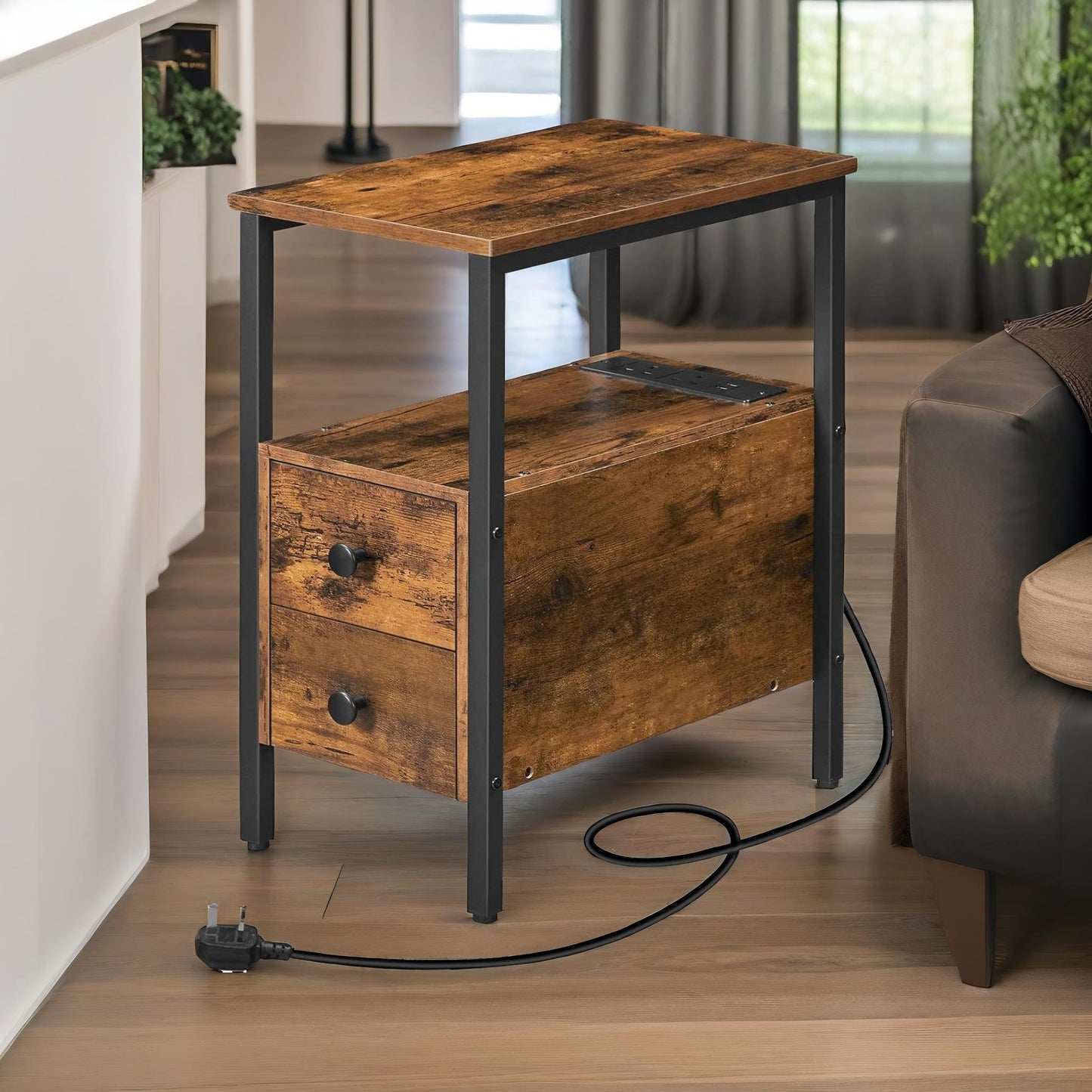 bedside table with power outlet & usb ports