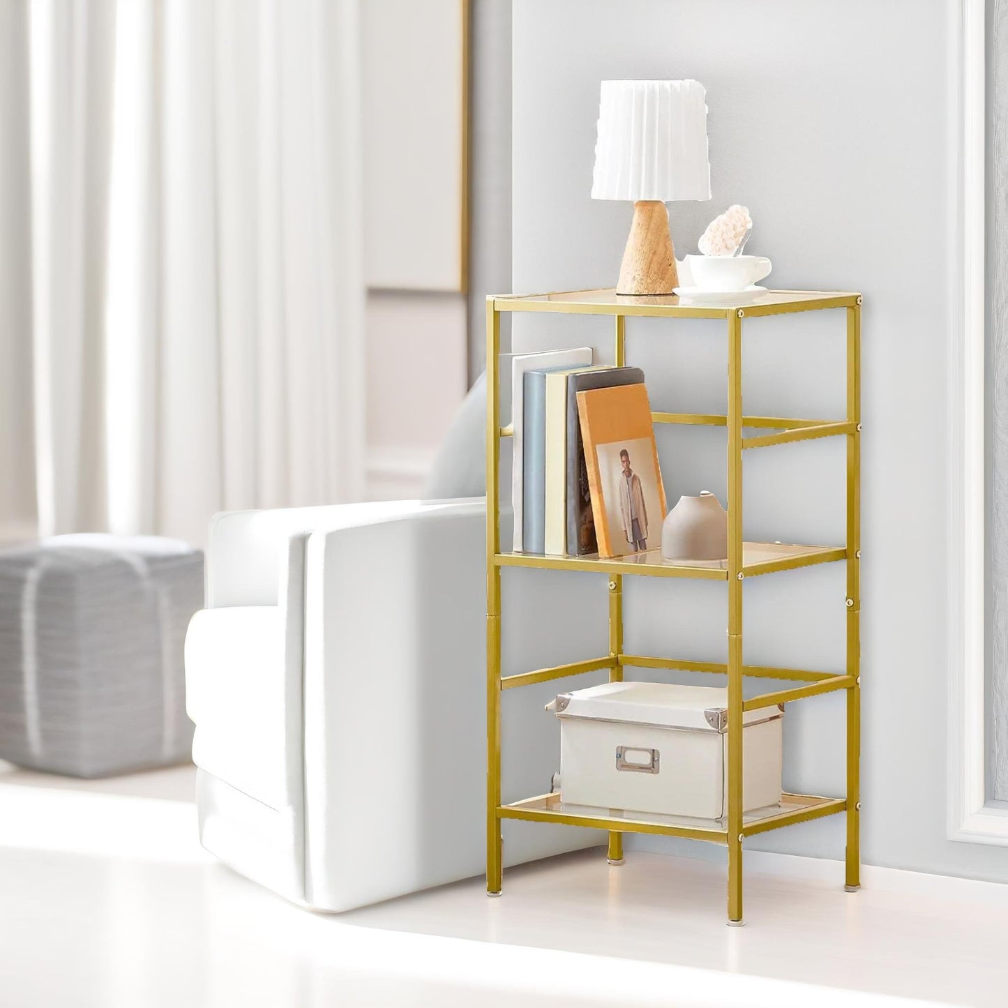 gold glass 3 tier side table