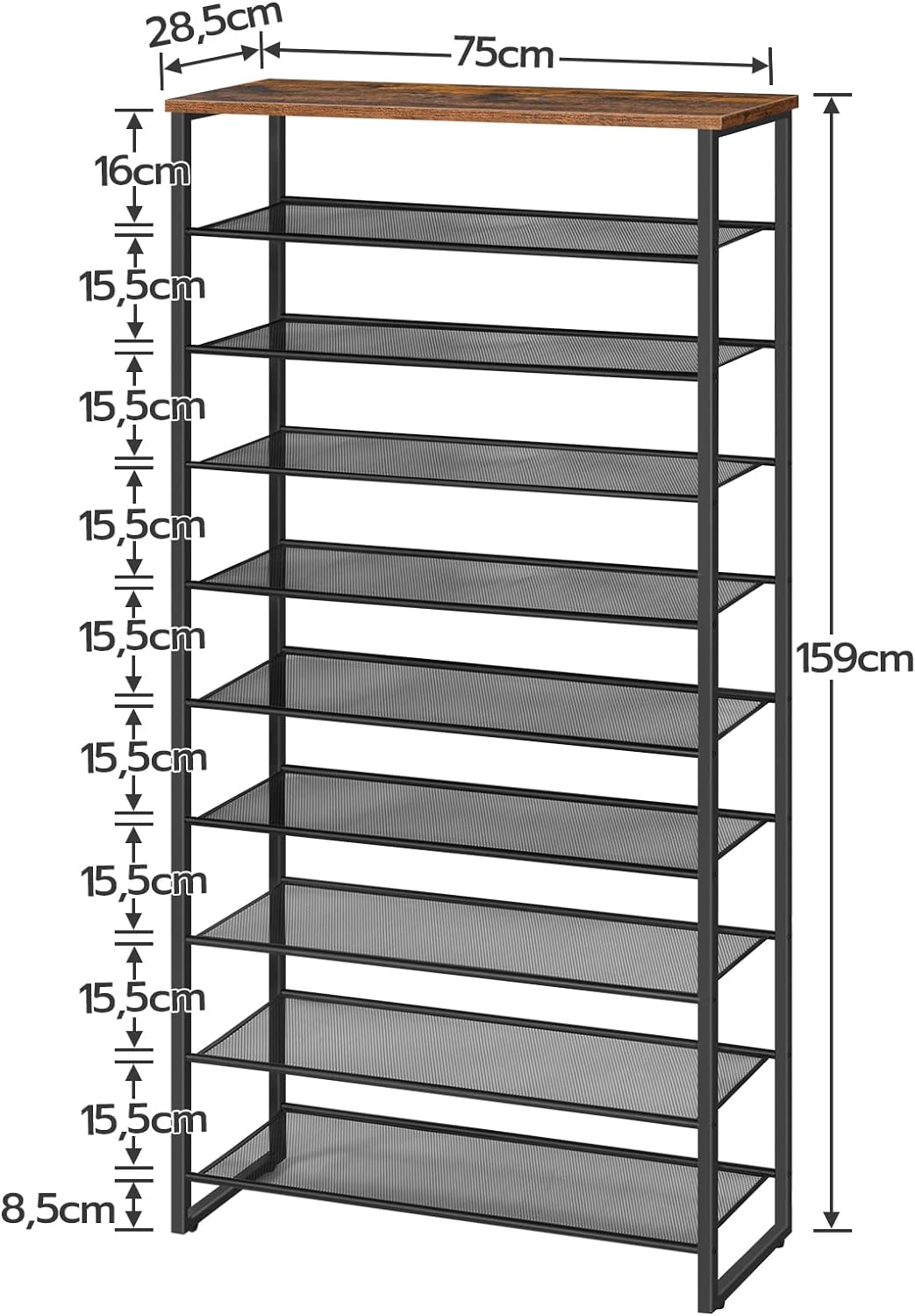 rustic industrial 10 tier shoe rack - shoe storage