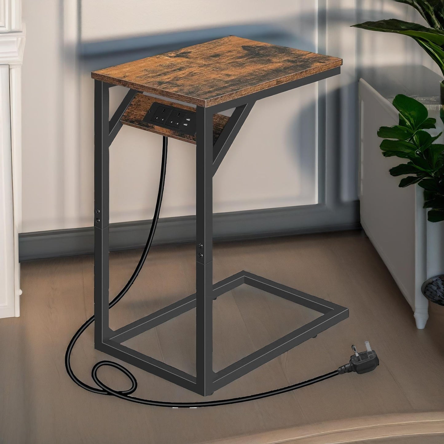 c shaped table with usb ports & power outlets