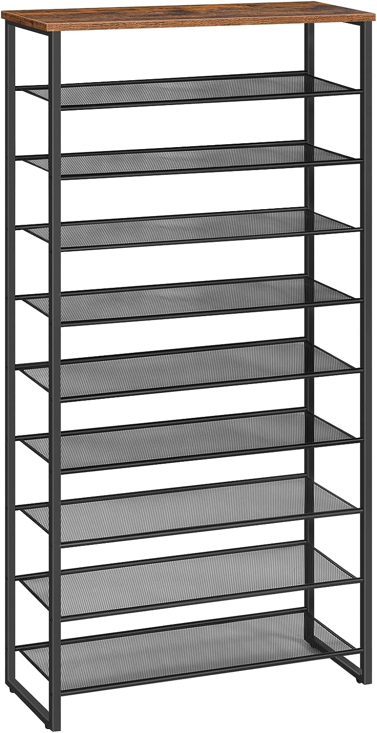 rustic industrial 10 tier shoe rack - shoe storage