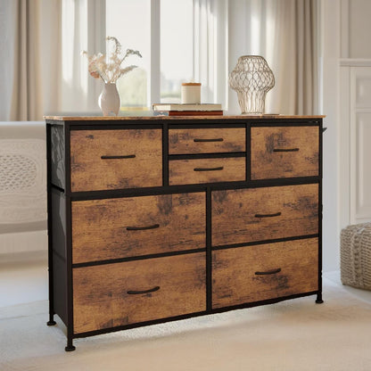 Bedroom Chest With 8 Fabric Drawers Rustic Brown