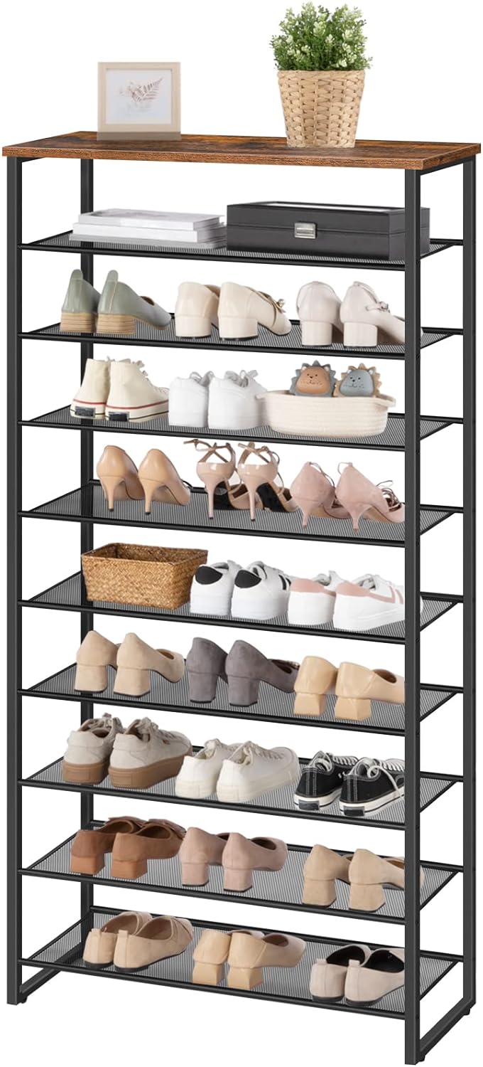 rustic industrial 10 tier shoe rack - shoe storage