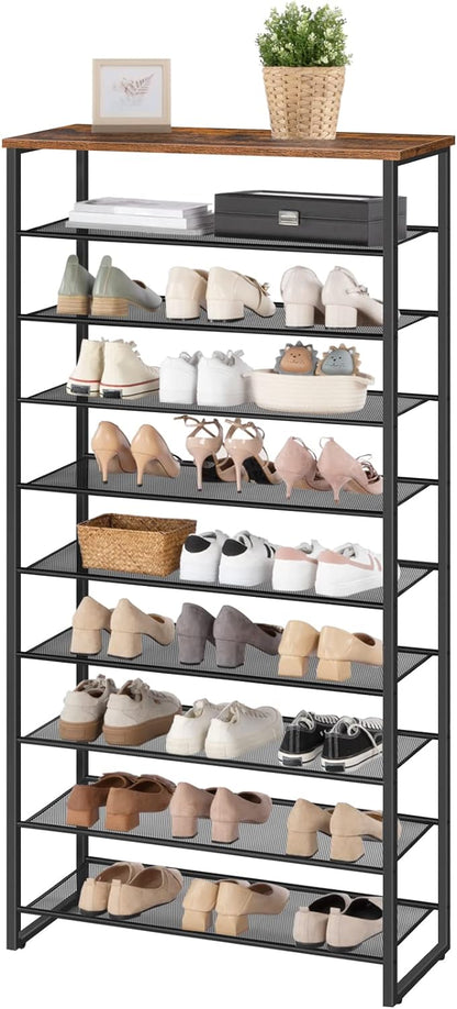 Rustic Industrial 10 Tier Shoe Rack - Shoe Storage