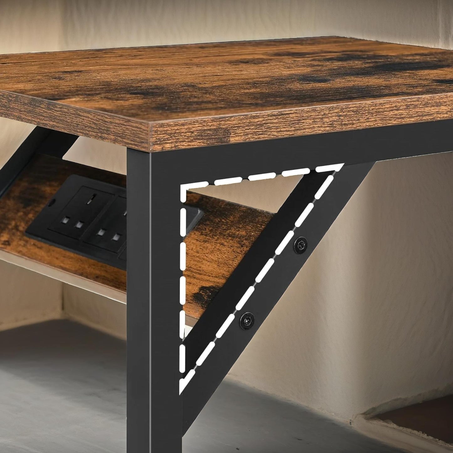 c shaped table with usb ports & power outlets