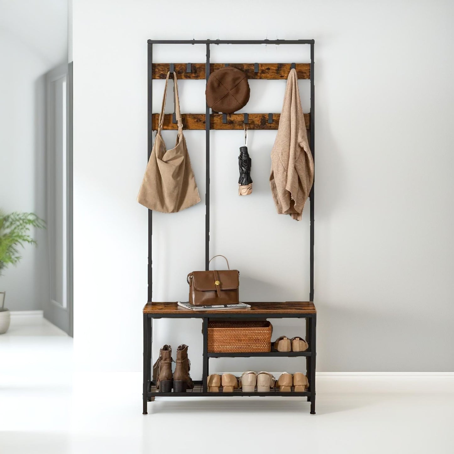 coat rack with shoe storage