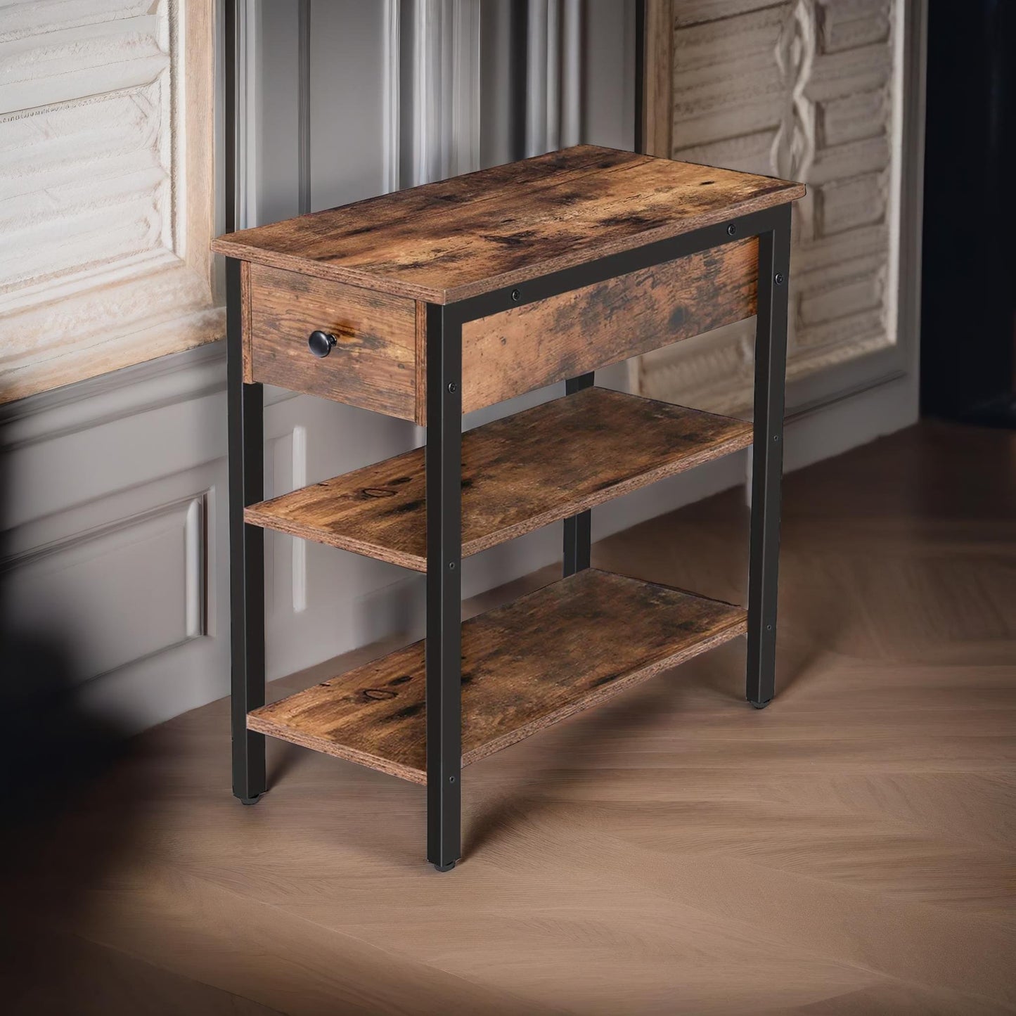 nighstand with 2 shelves & drawer