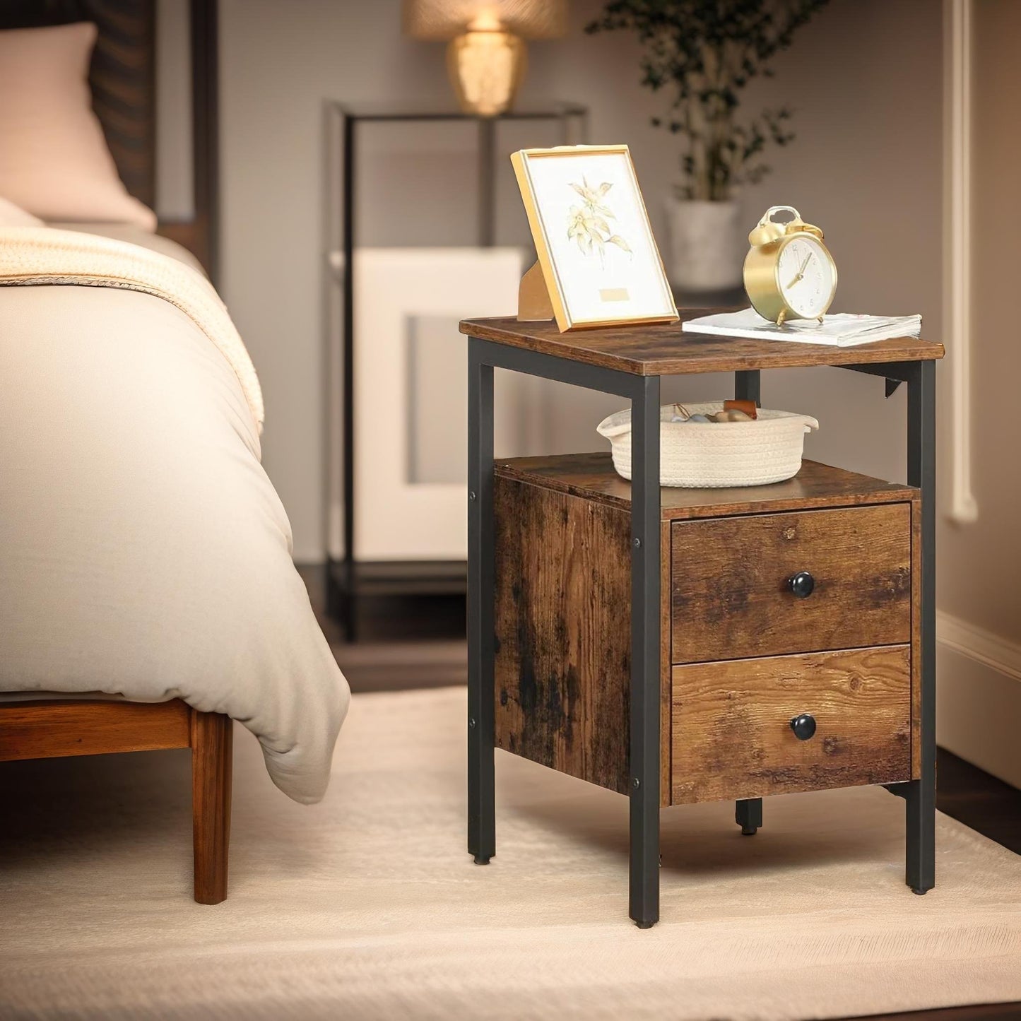 bedside table with 2 drawers