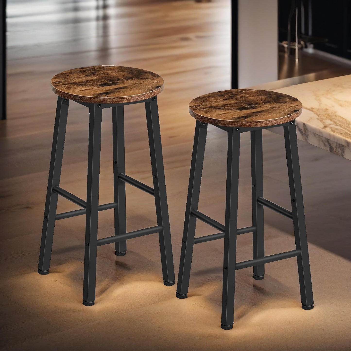 set of 2 bar stools 65cm height