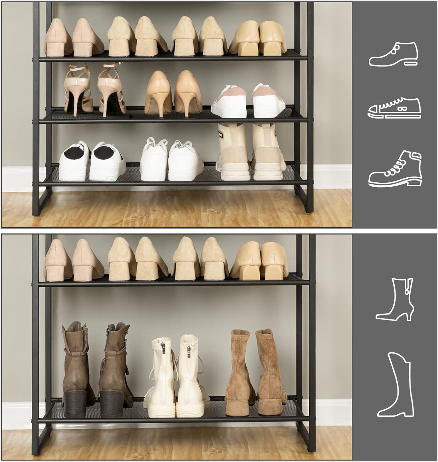 rustic industrial 10 tier shoe rack - shoe storage