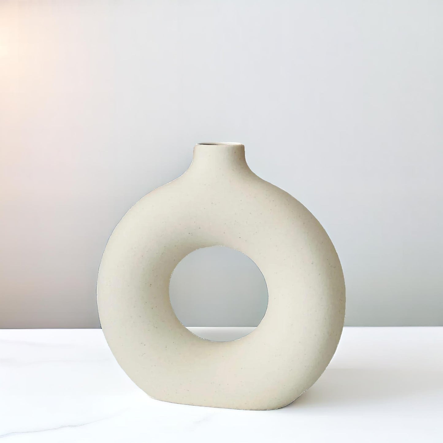 donut shaped round ceramic vase