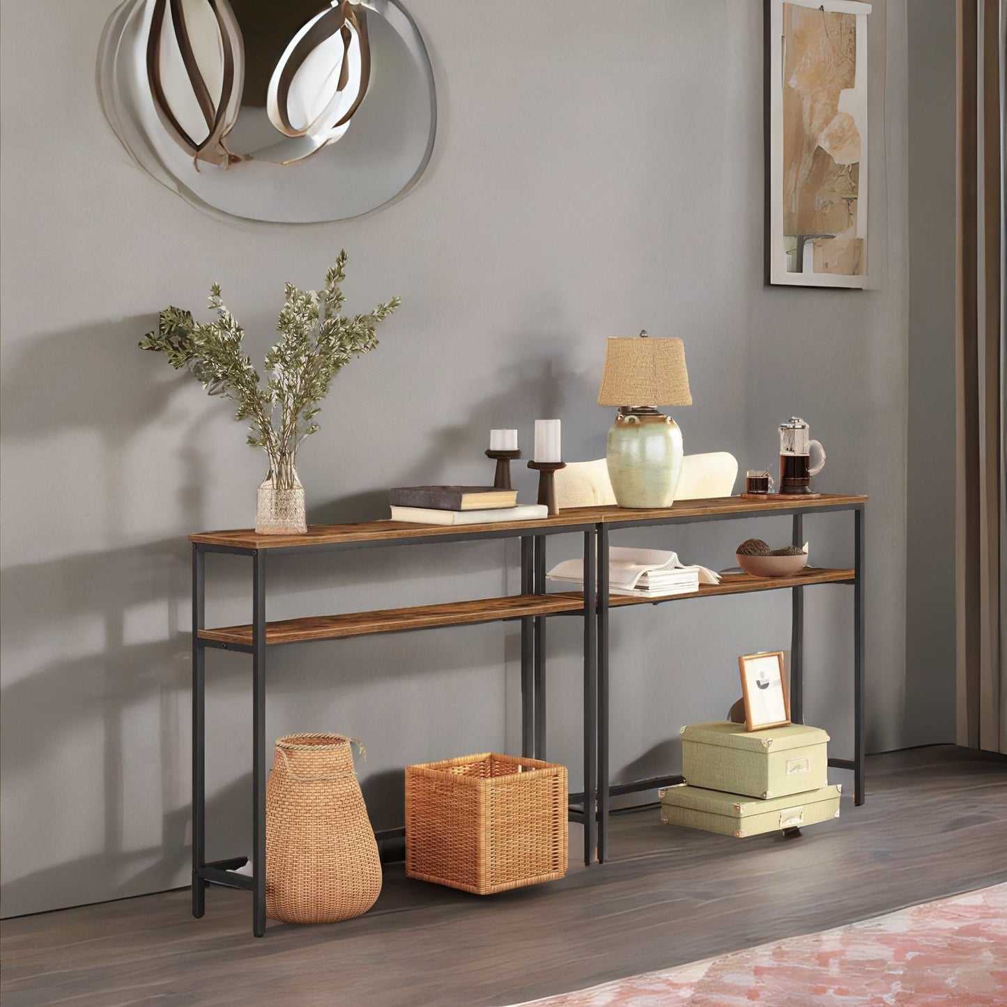 console table with 2 shelves