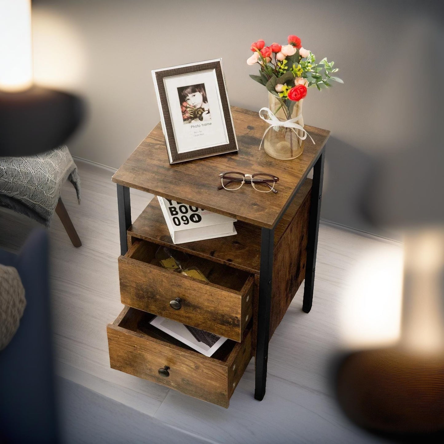 bedside table with 2 drawers