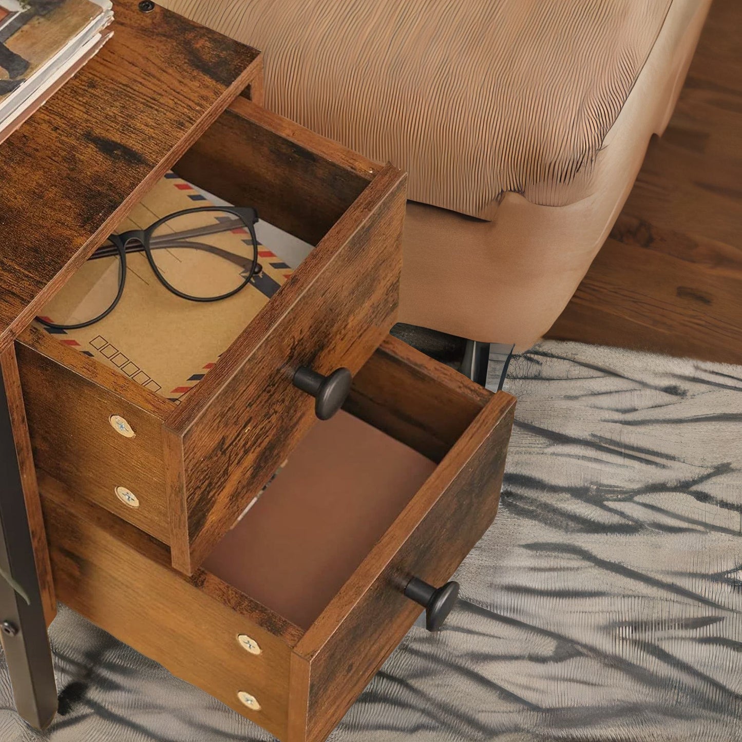 bedside table with power outlet & usb ports