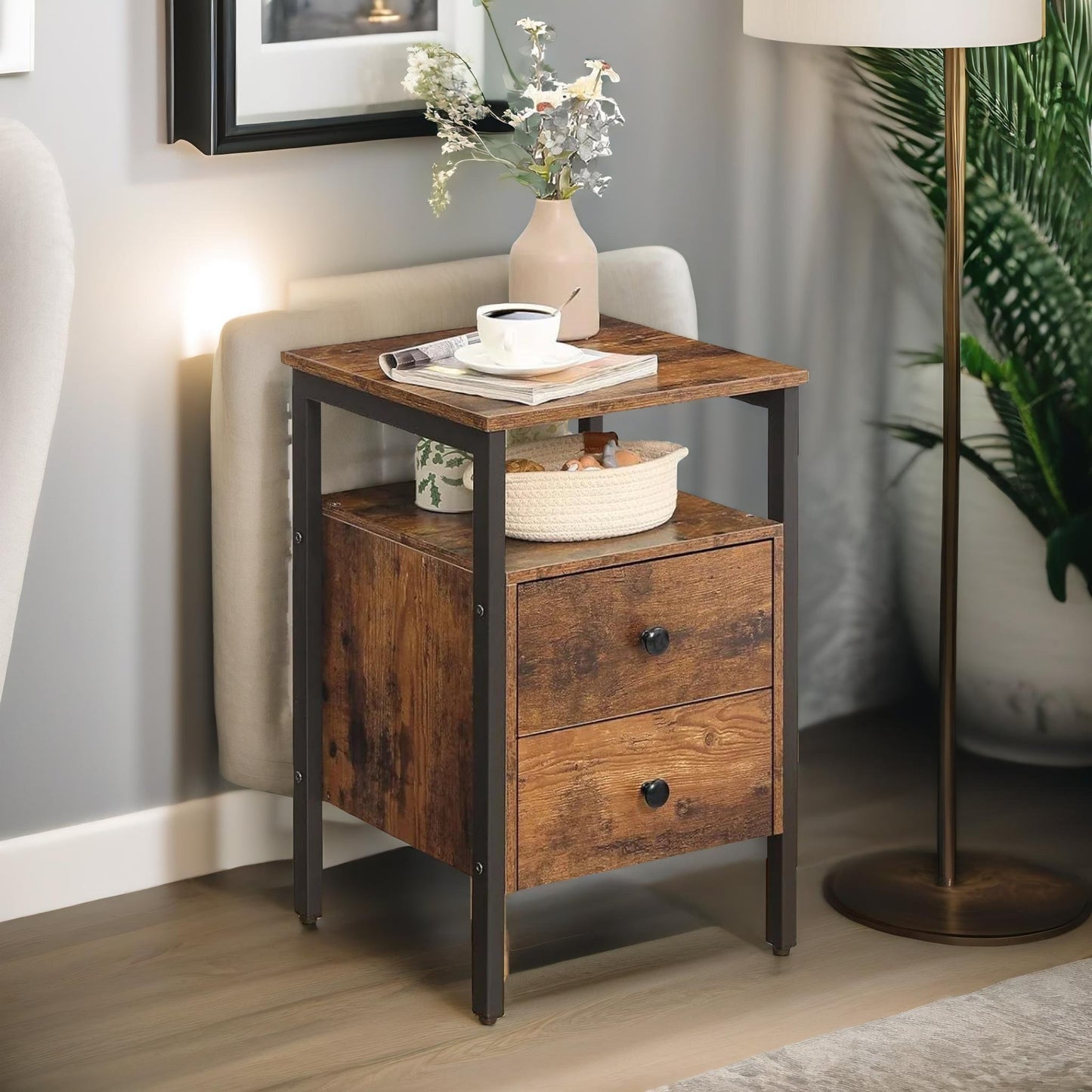 bedside table with 2 drawers