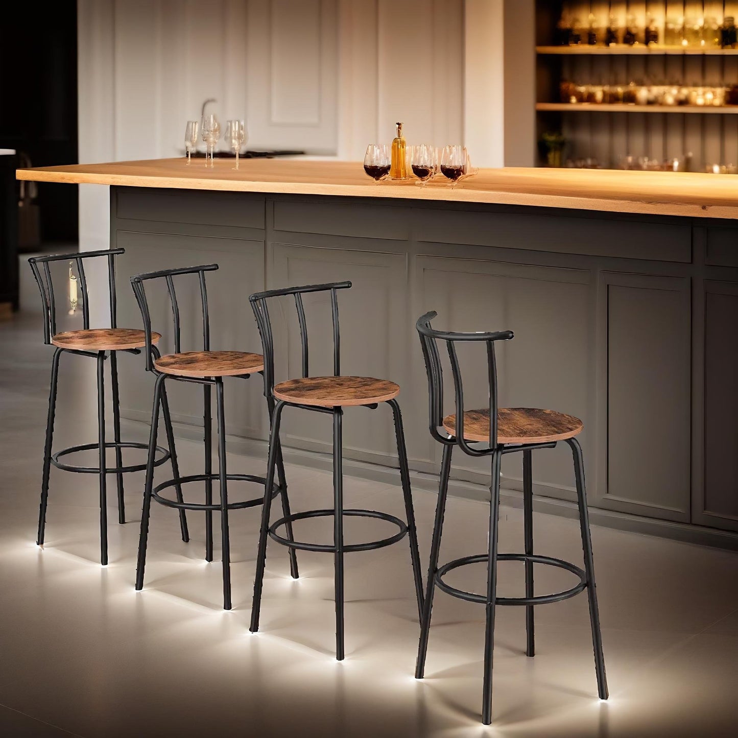 set of breakfast bar stools with footrest