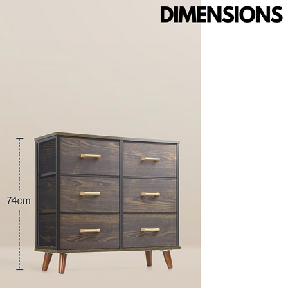 6 Drawer Bedroom Chest Walnut