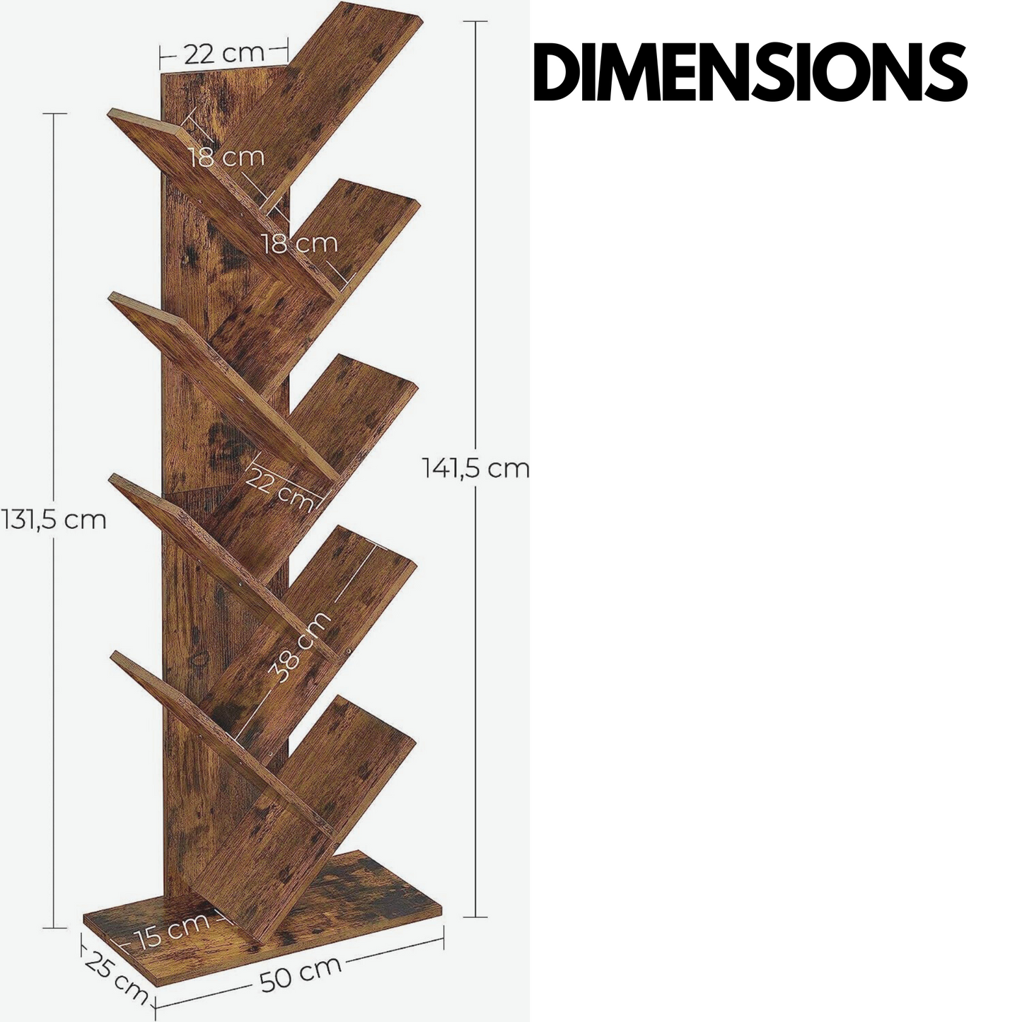 industrial 8 tier tree free-standing book shelf