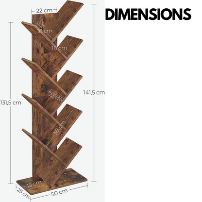 Industrial 8 Tier Tree Free-Standing Book Shelf