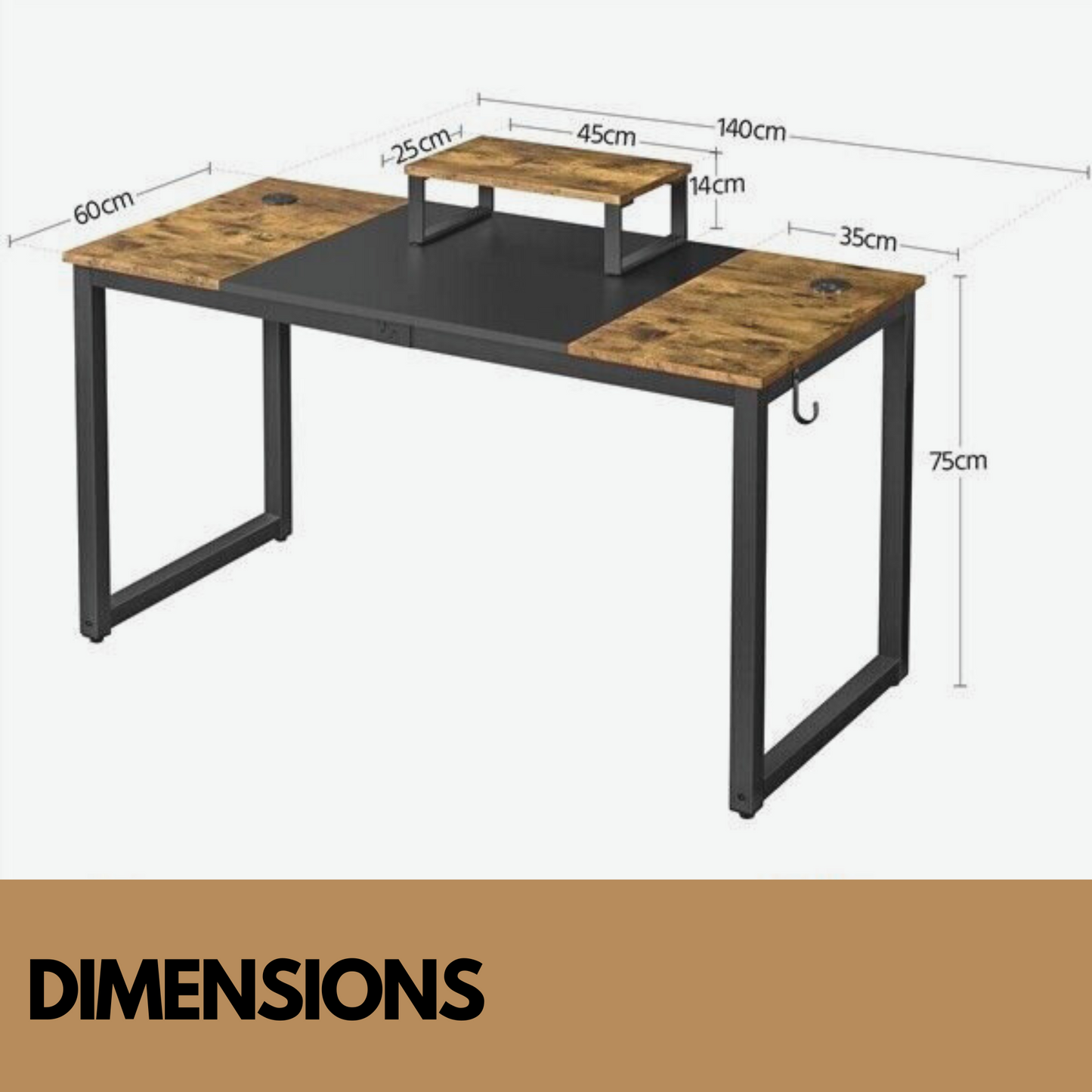 industrial writing desk with moveable monitor mount