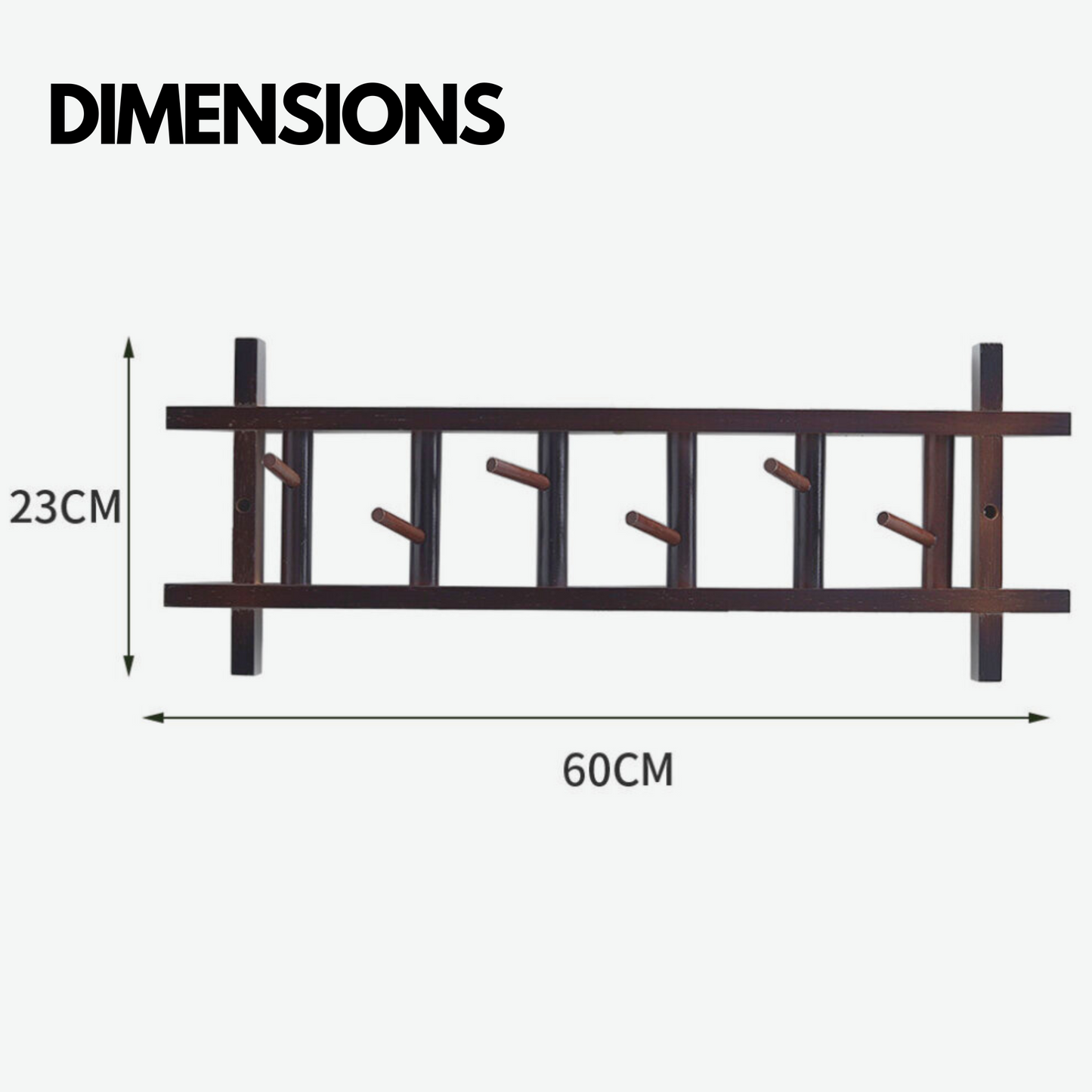 bamboo wall mounted coat hooks rack