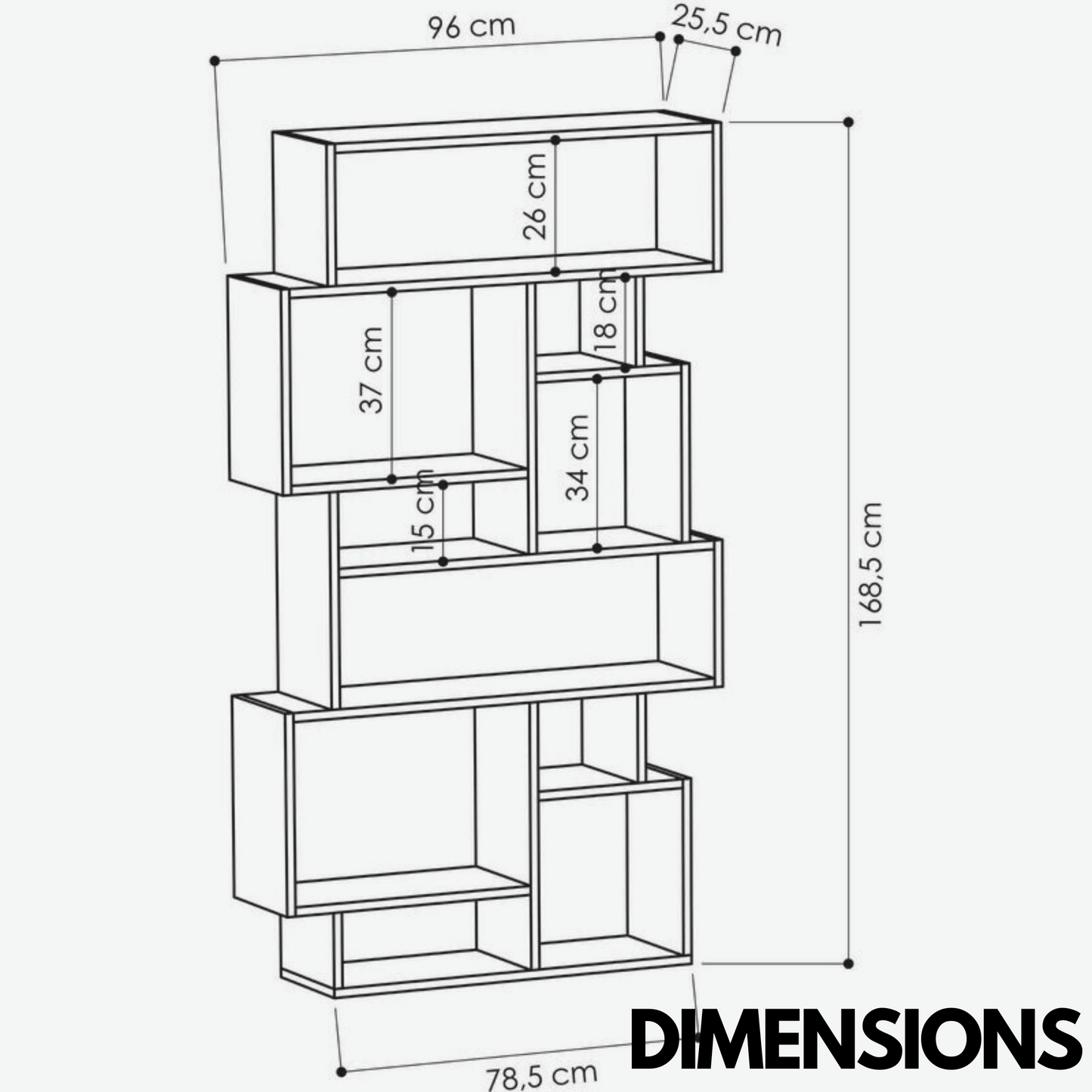 168.5cm tall display stand oak