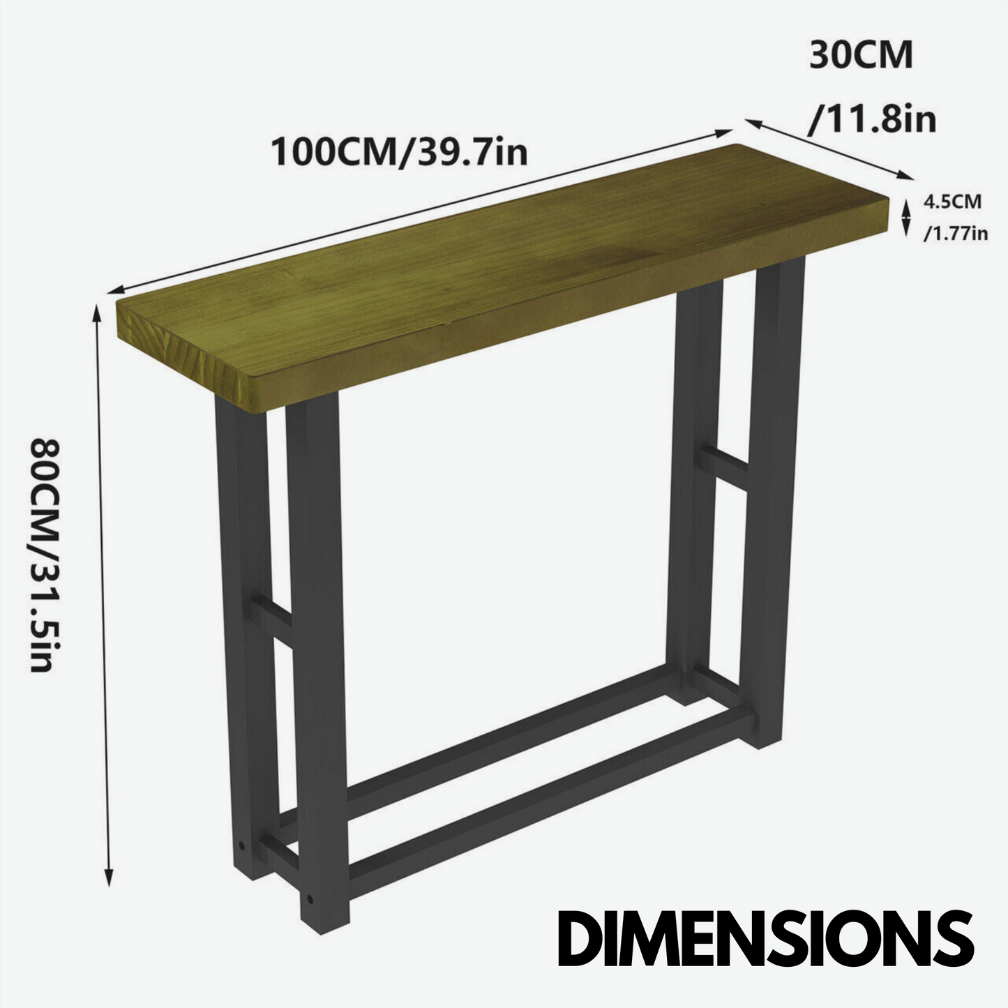 100cm wide narrow console table industrial style