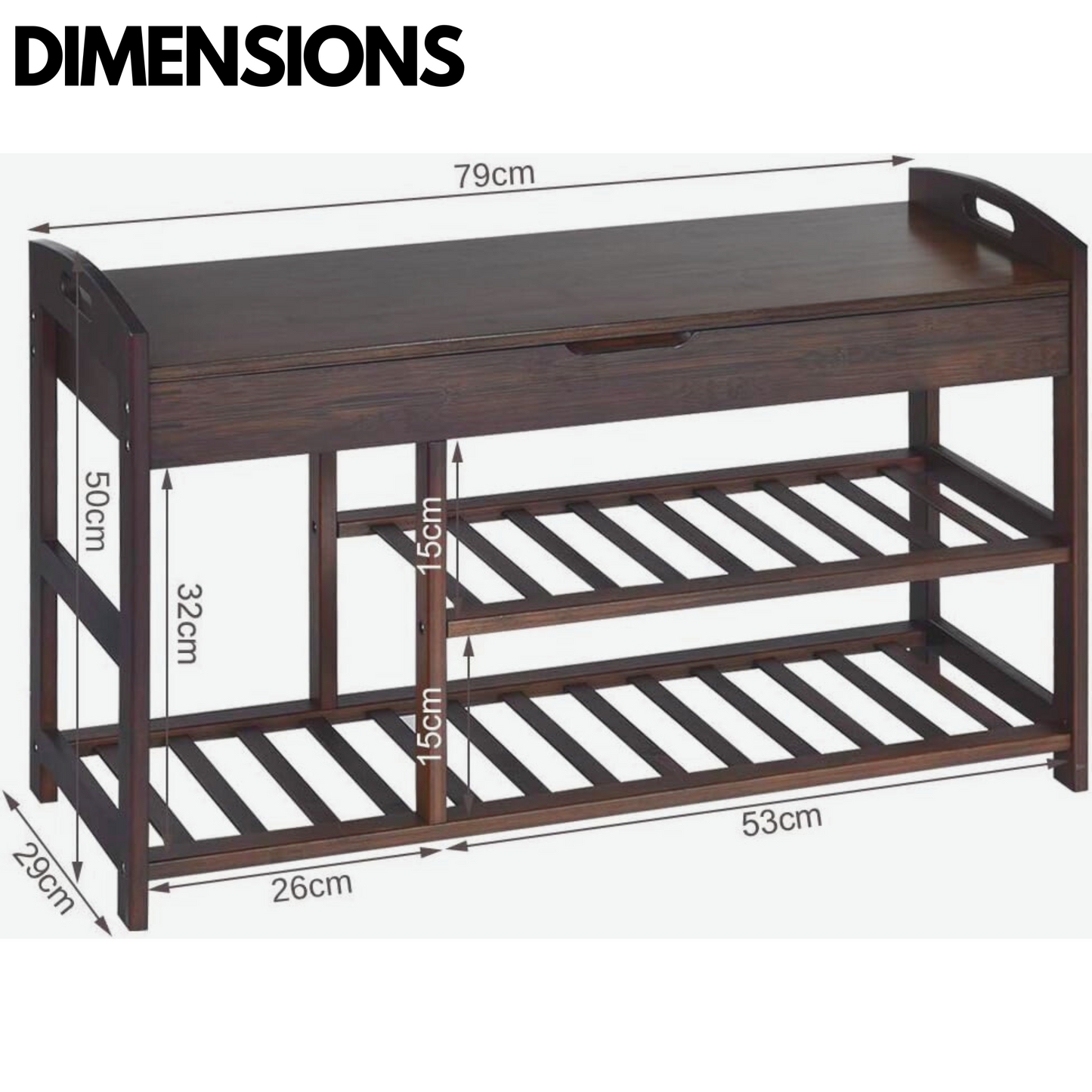 bamboo 3 shoe storage bench with hidden storage