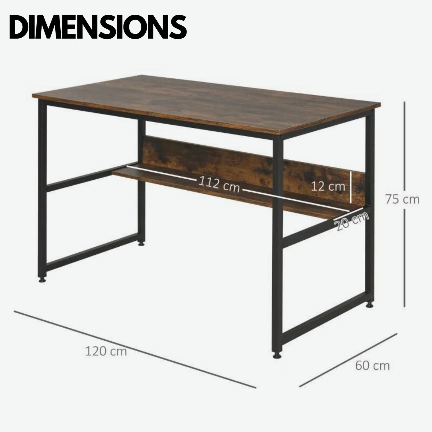 industrial rustic 2 tier computer desk