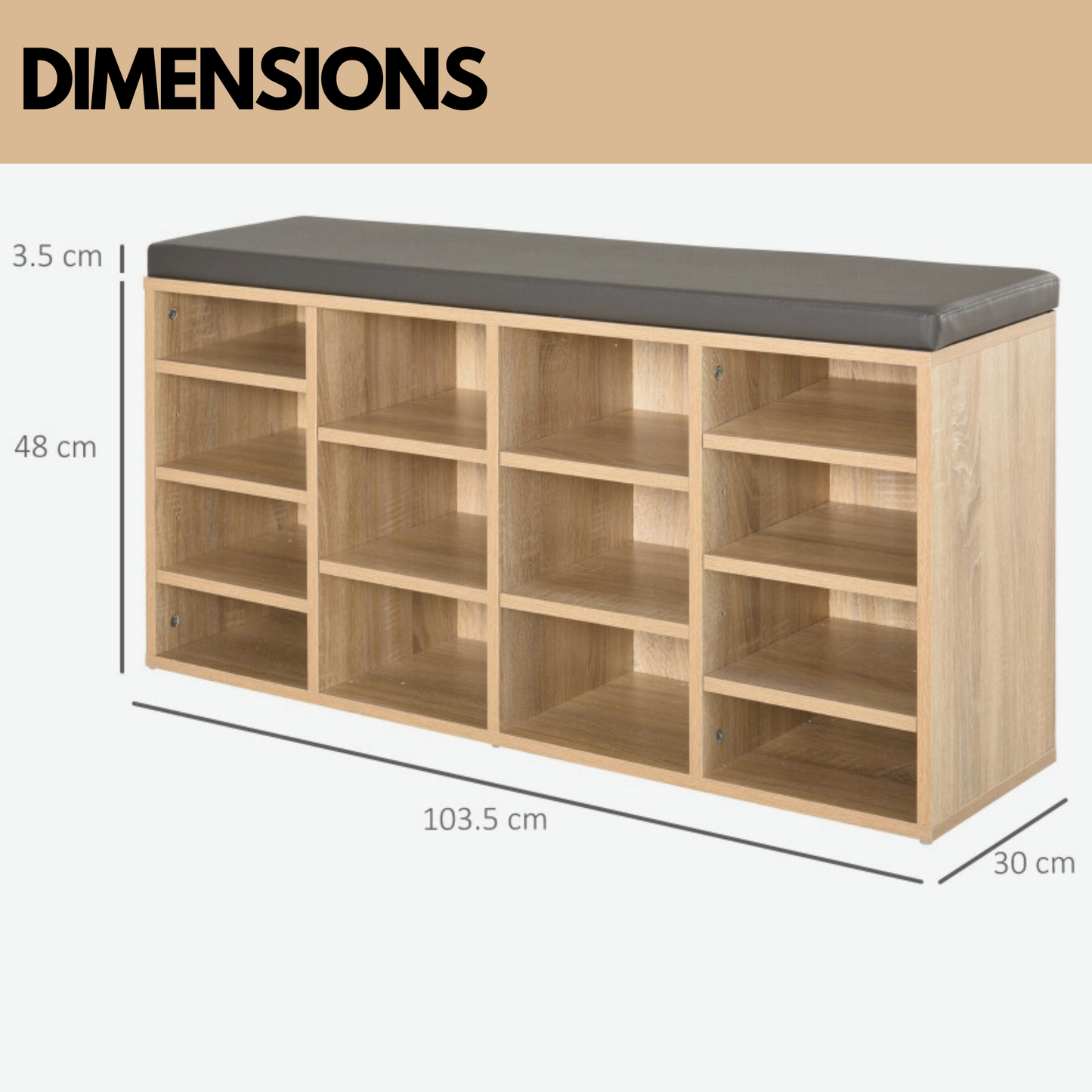 industrial shoe storage bench with cushion seat with 14 compartments