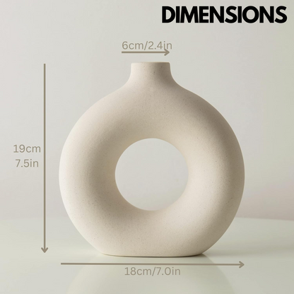 Donut Shaped Round Ceramic Vase