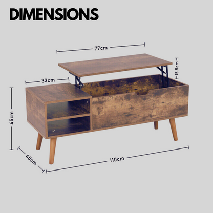 Wooden Lift Top Coffee Table With Hidden Storage