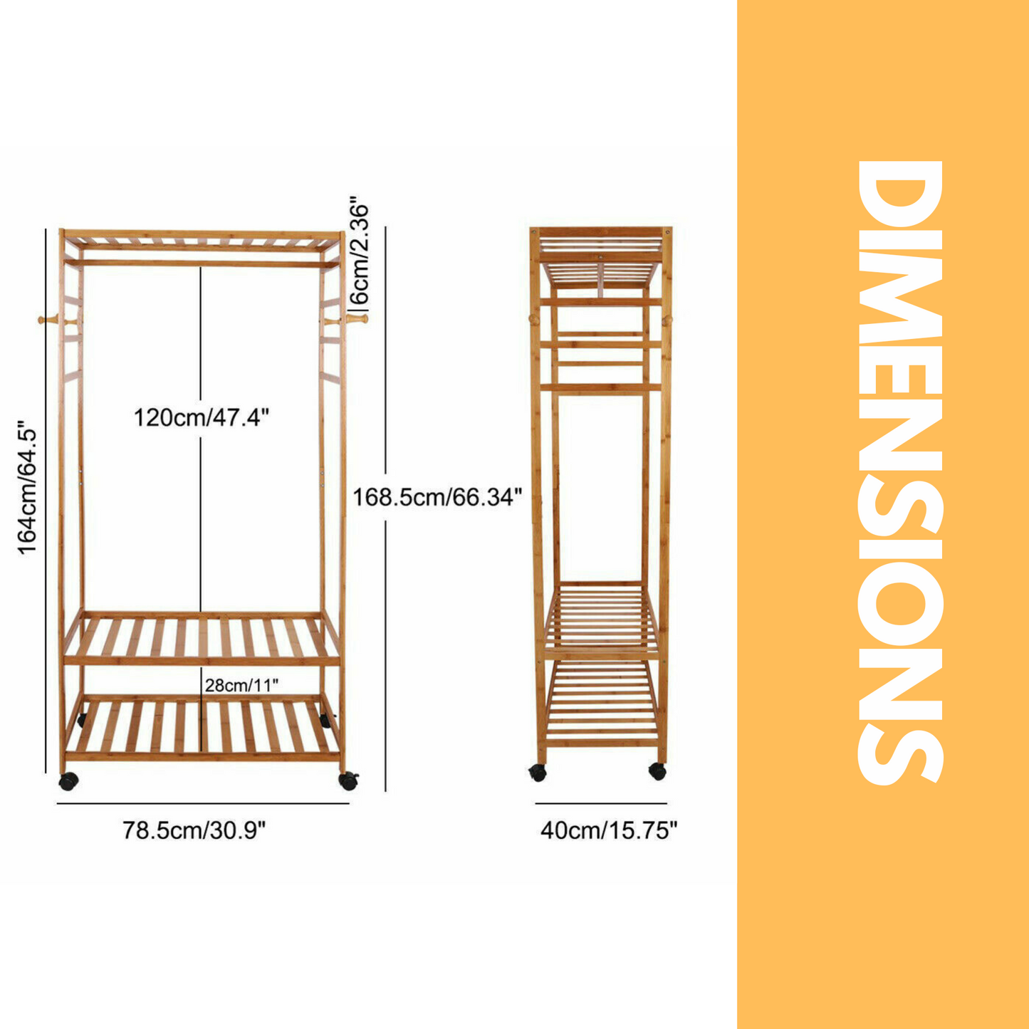 bamboo 4-in-1 open wardrobe with shoe rack