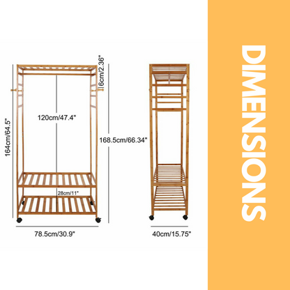 Bamboo 4-in-1 Open Wardrobe With Shoe Rack