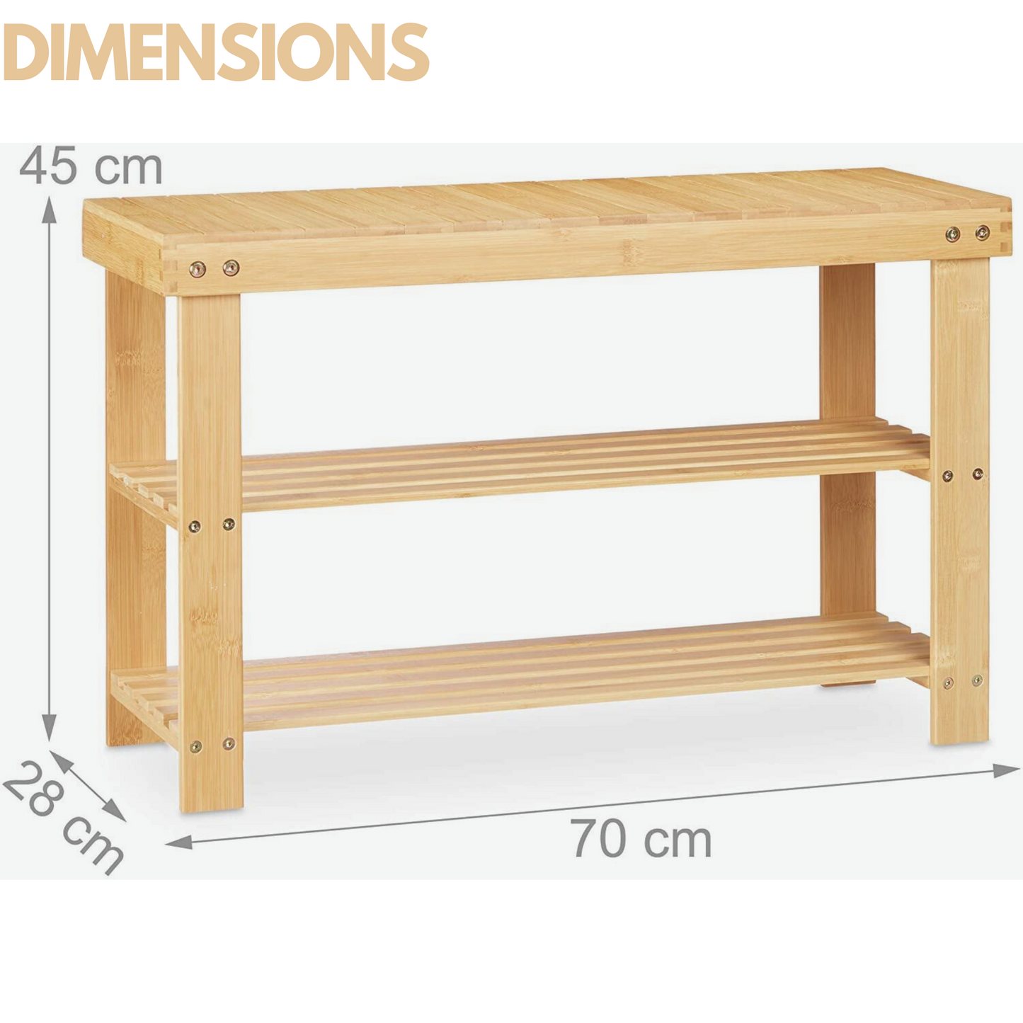 bamboo 2 tier shoe storage bench