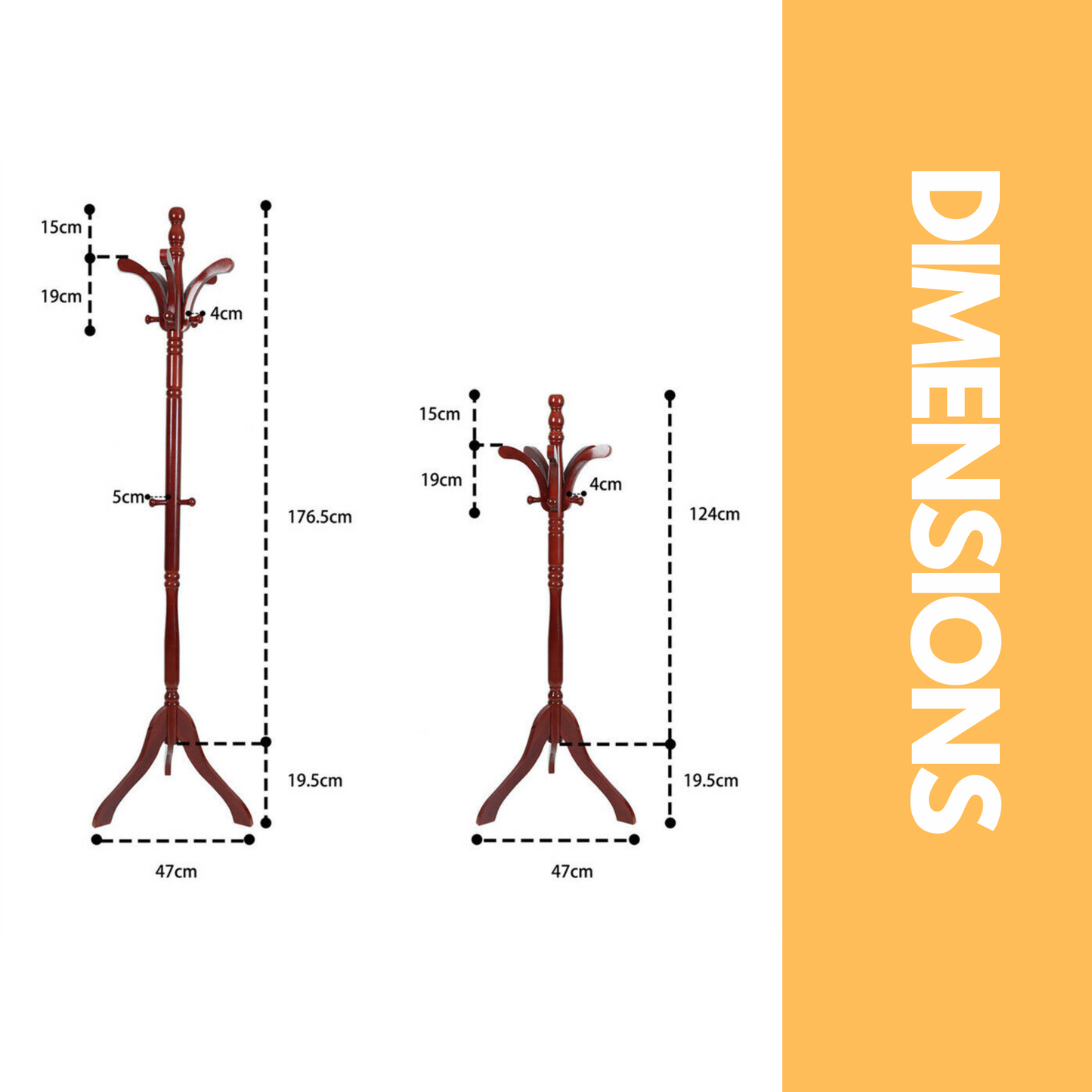 wooden coat stand with 13 hooks