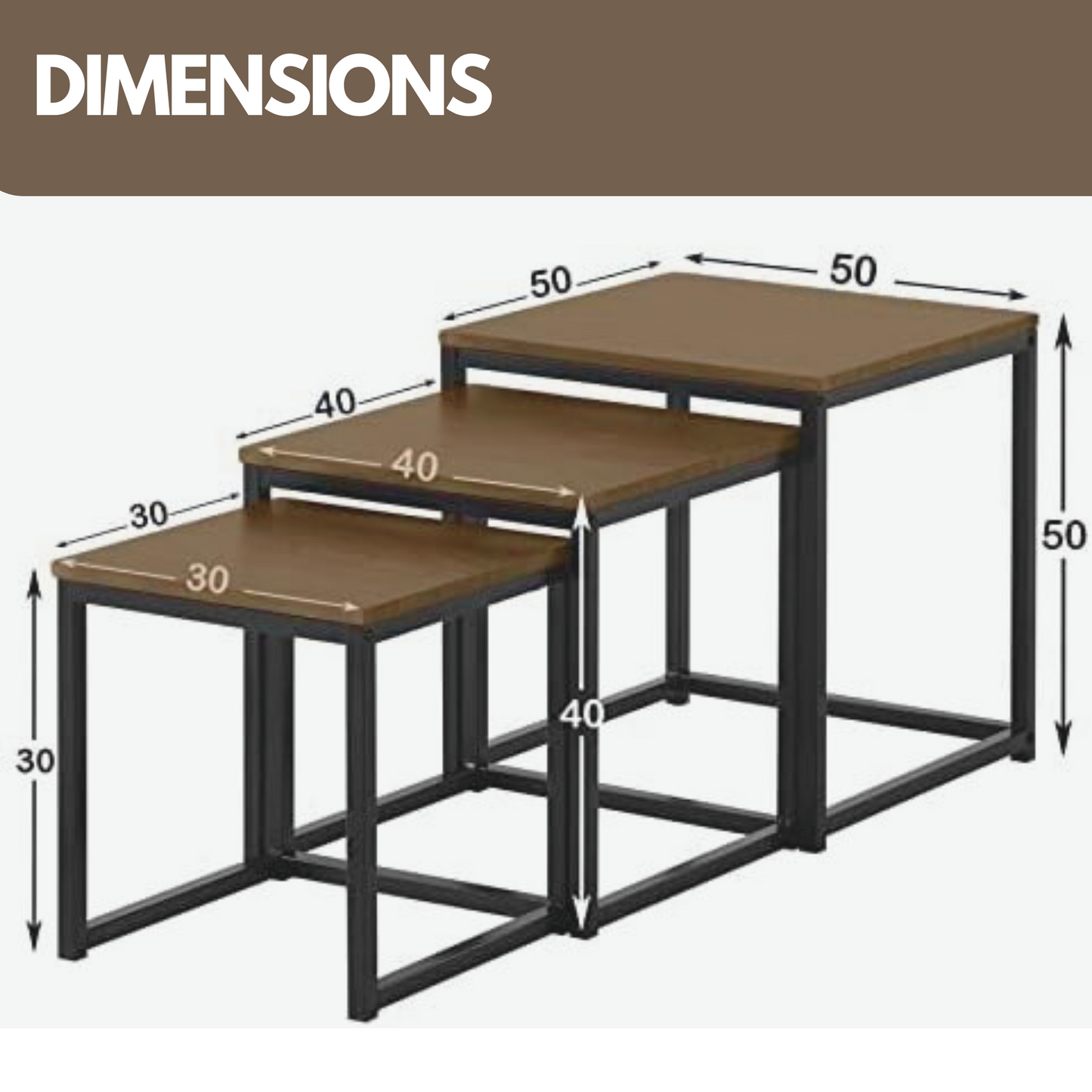 3 nest of tables dark wood