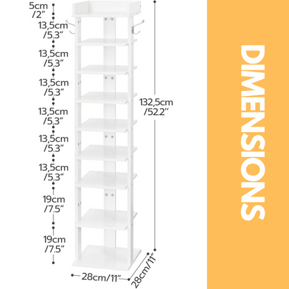 9 Tier Shoe Rack Narrow White